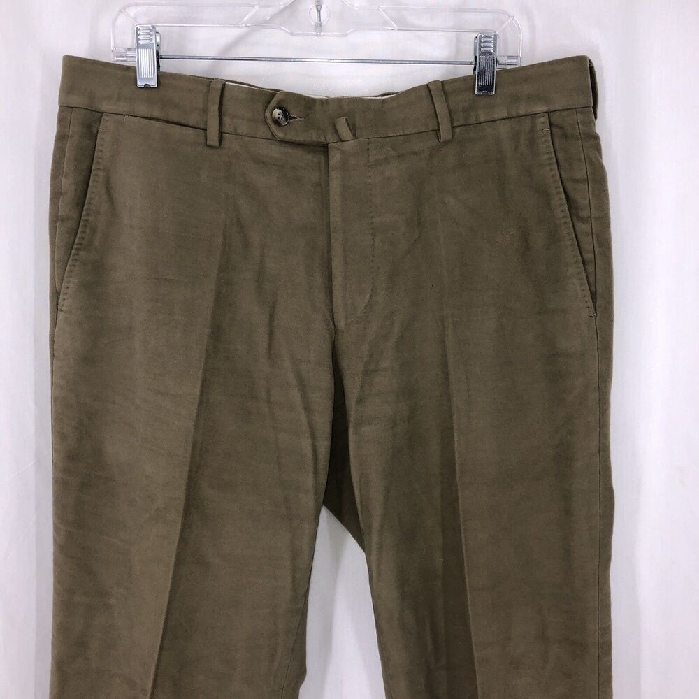 The Wardrobe Flat Front Olive Khaki Fuzzy Heavy Knit Pants Men's 37 X 30